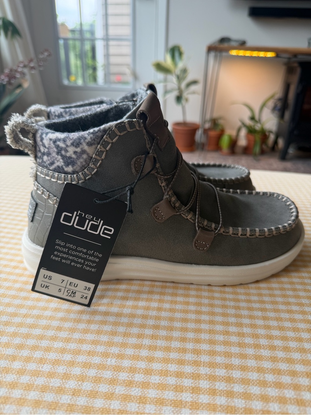 Hey Dude Dudes Shoes Eloise Granite Grey High-Top Boots Slip On NWT 7